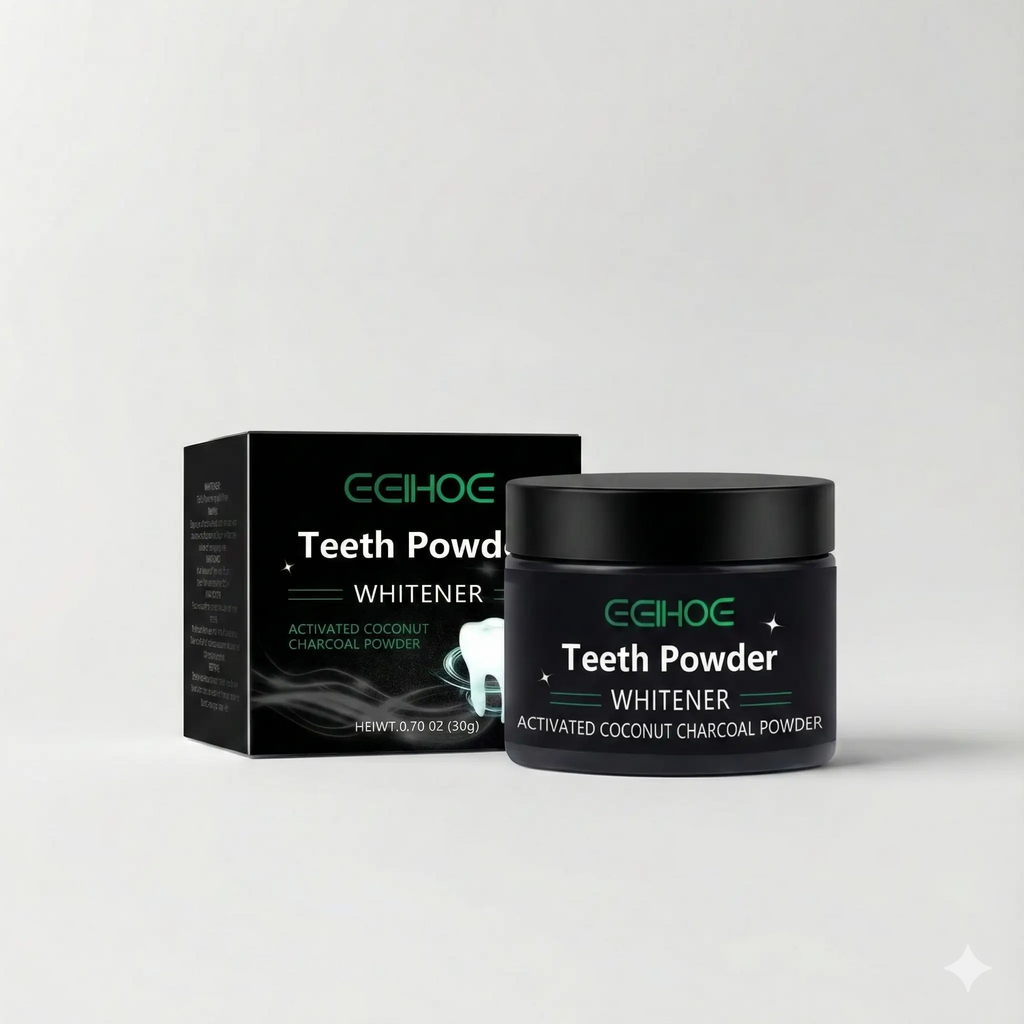 BreezyWhite Natural Deep Clean Teeth Whitening Powder - Mineral based daily stain remover and breath freshener for men and women. Charcoal 